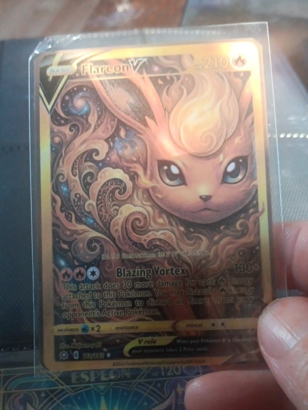 Flareon V Collectible Card - Gold and Orange